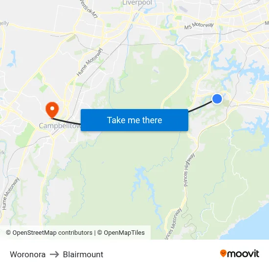 Woronora to Blairmount map