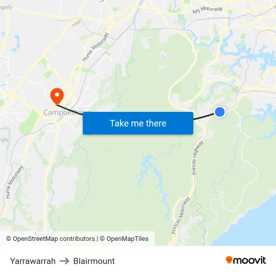 Yarrawarrah to Blairmount map