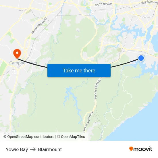Yowie Bay to Blairmount map