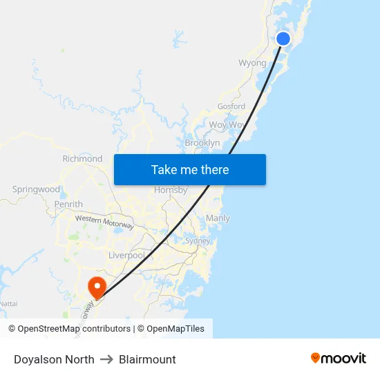 Doyalson North to Blairmount map