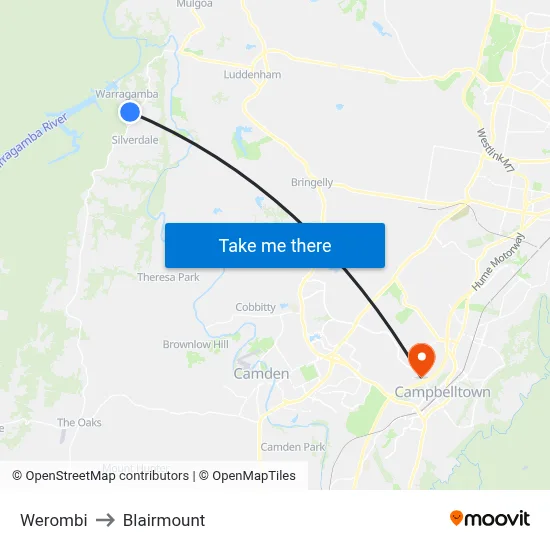 Werombi to Blairmount map