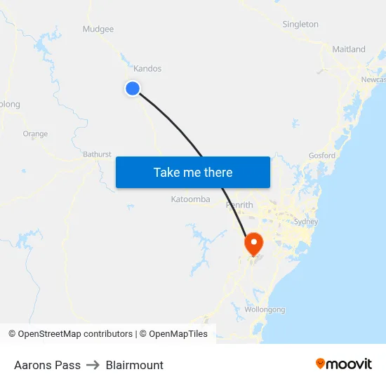 Aarons Pass to Blairmount map