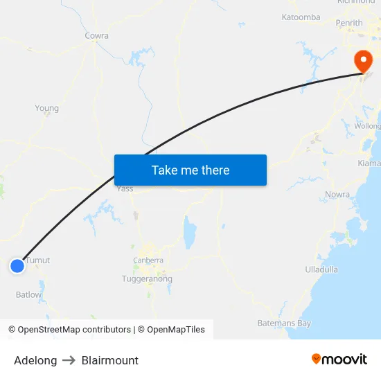 Adelong to Blairmount map