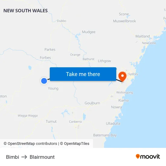 Bimbi to Blairmount map