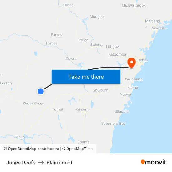 Junee Reefs to Blairmount map