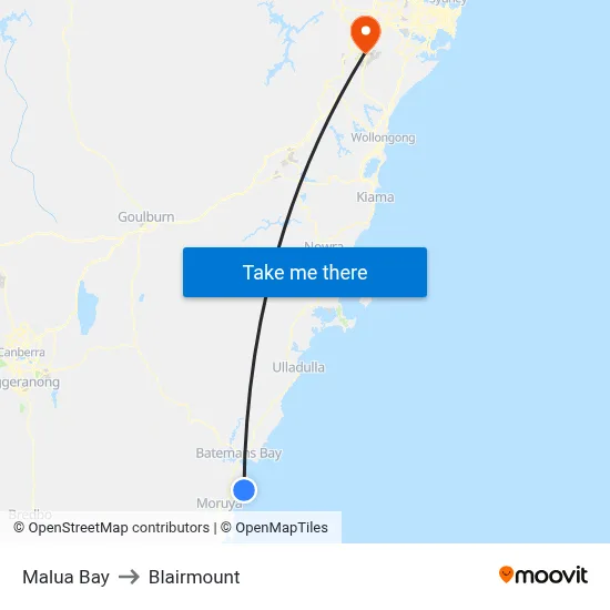 Malua Bay to Blairmount map