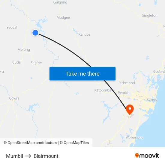 Mumbil to Blairmount map