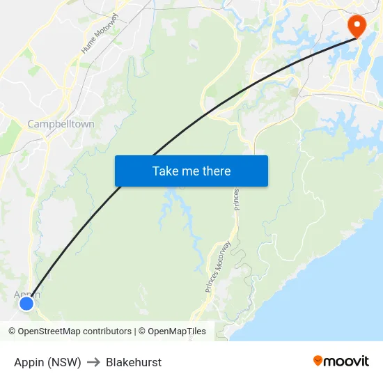 Appin (NSW) to Blakehurst map