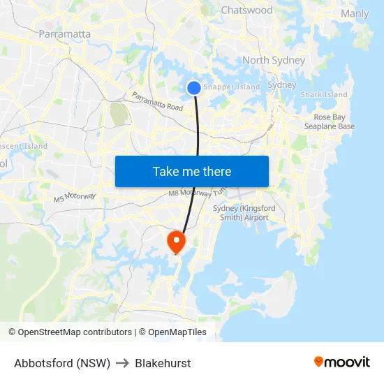 Abbotsford (NSW) to Blakehurst map
