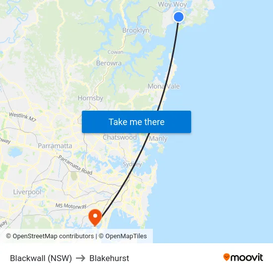 Blackwall (NSW) to Blakehurst map