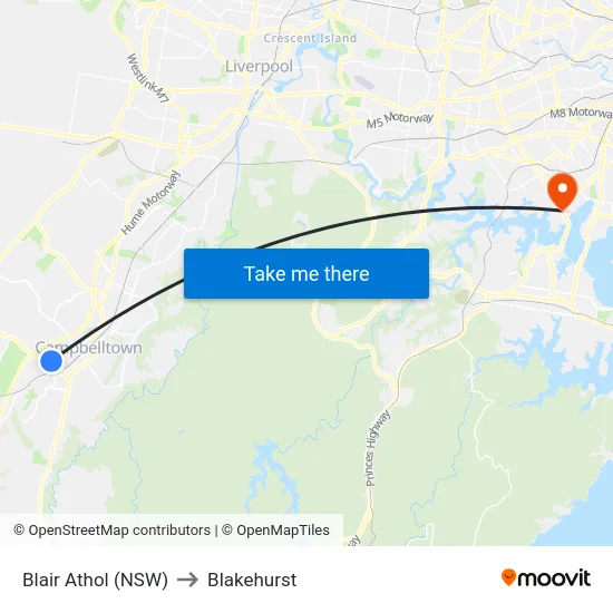 Blair Athol (NSW) to Blakehurst map