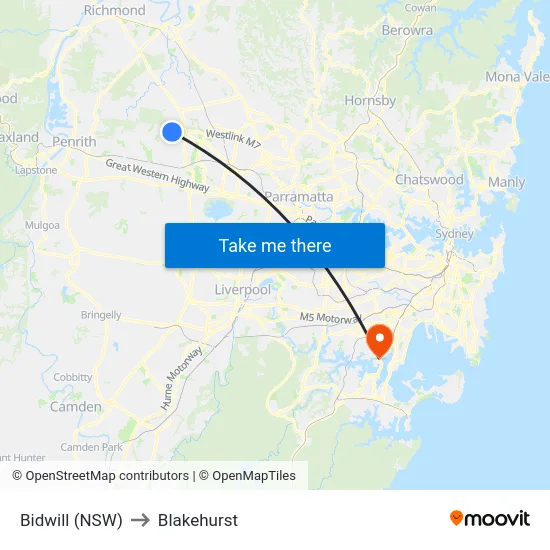 Bidwill (NSW) to Blakehurst map