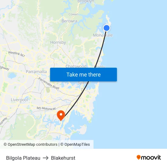 Bilgola Plateau to Blakehurst map