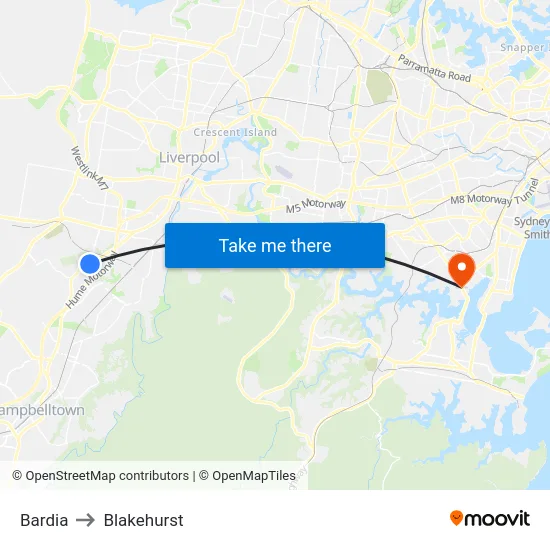 Bardia to Blakehurst map