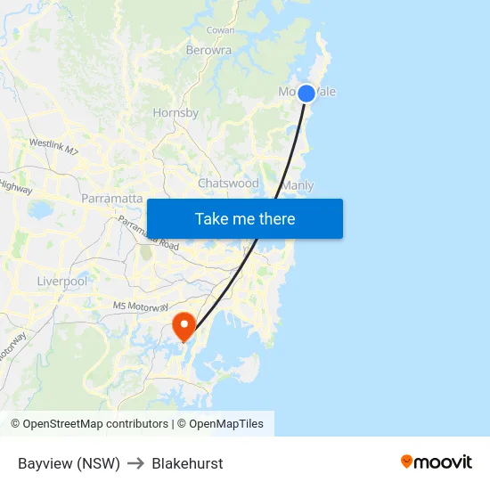 Bayview (NSW) to Blakehurst map