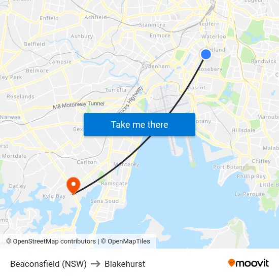 Beaconsfield (NSW) to Blakehurst map