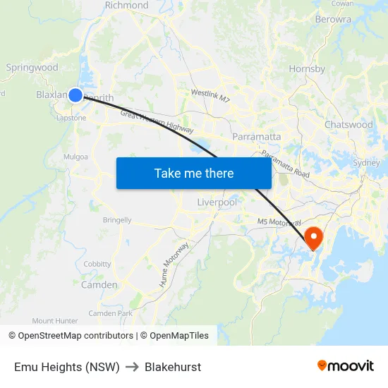 Emu Heights (NSW) to Blakehurst map