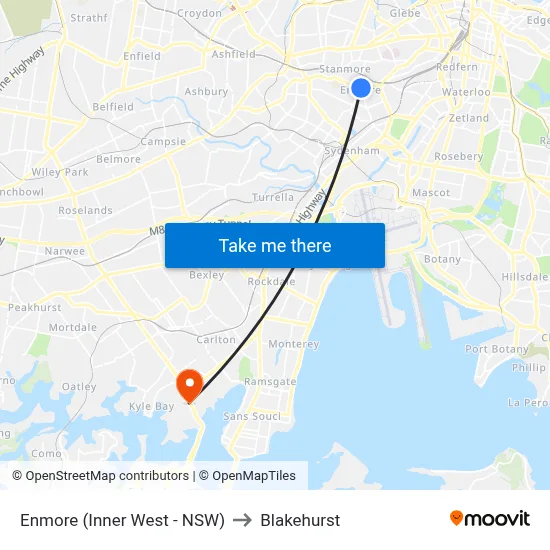 Enmore (Inner West - NSW) to Blakehurst map