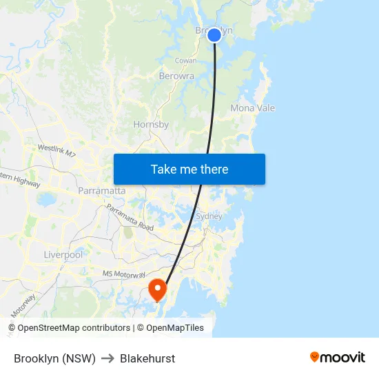 Brooklyn (NSW) to Blakehurst map