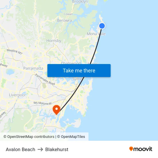 Avalon Beach to Blakehurst map