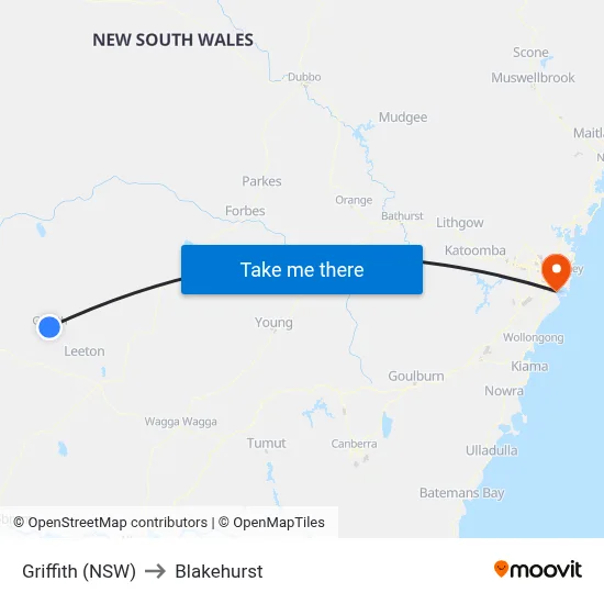 Griffith (NSW) to Blakehurst map