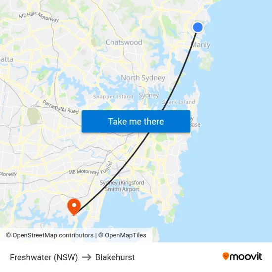 Freshwater (NSW) to Blakehurst map