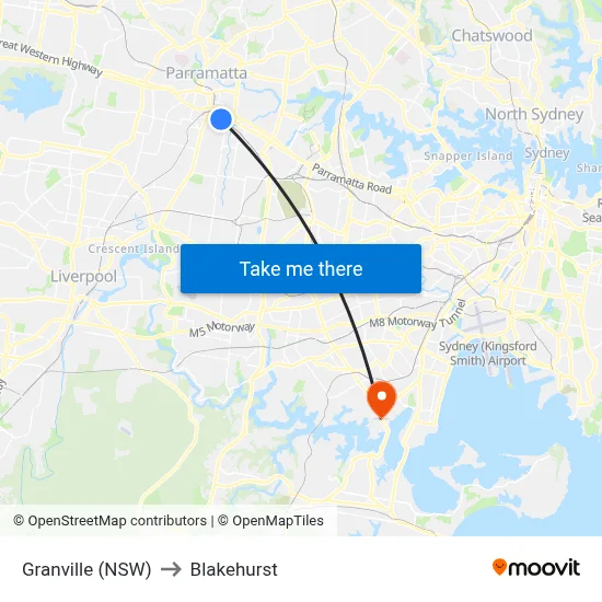 Granville (NSW) to Blakehurst map