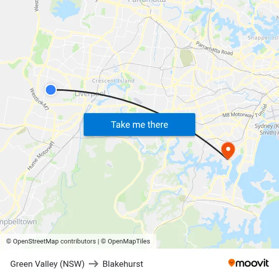 Green Valley (NSW) to Blakehurst map