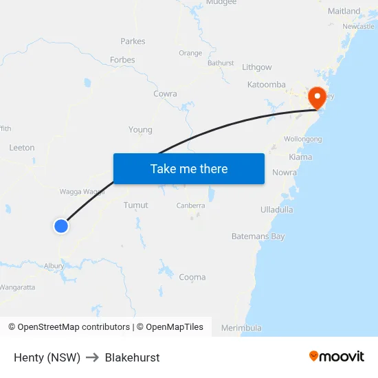 Henty (NSW) to Blakehurst map