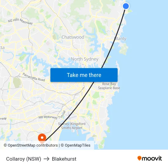 Collaroy (NSW) to Blakehurst map