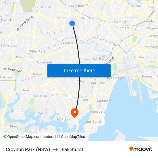 Croydon Park (NSW) to Blakehurst map