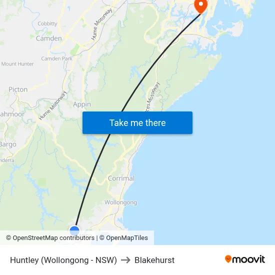 Huntley (Wollongong - NSW) to Blakehurst map
