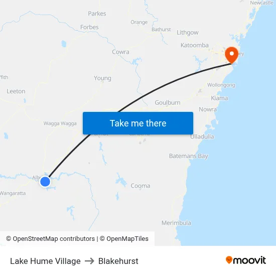 Lake Hume Village to Blakehurst map