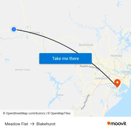 Meadow Flat to Blakehurst map