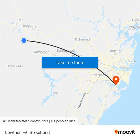 Lowther to Blakehurst map