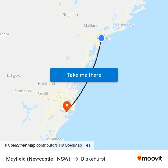 Mayfield (Newcastle - NSW) to Blakehurst map