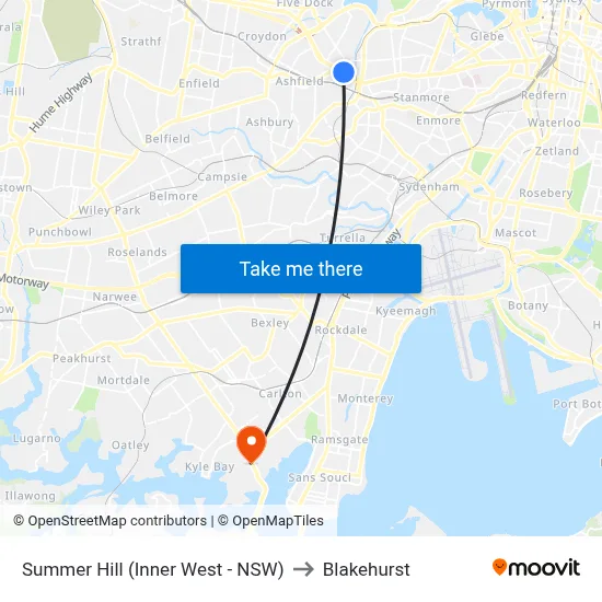 Summer Hill (Inner West - NSW) to Blakehurst map