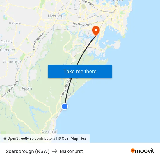 Scarborough (NSW) to Blakehurst map