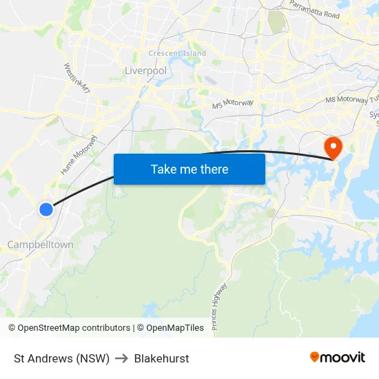 St Andrews (NSW) to Blakehurst map