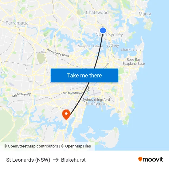 St Leonards (NSW) to Blakehurst map