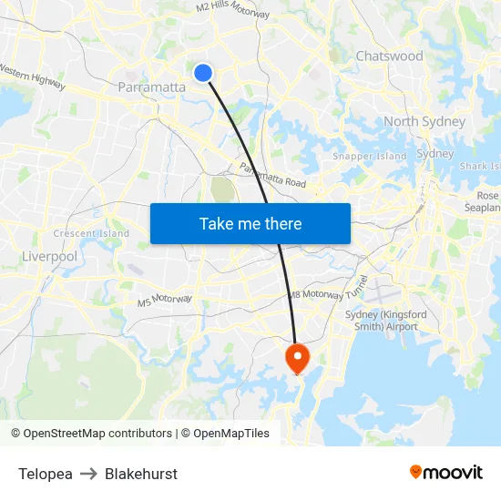 Telopea to Blakehurst map