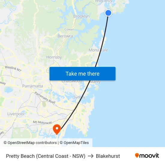 Pretty Beach (Central Coast - NSW) to Blakehurst map