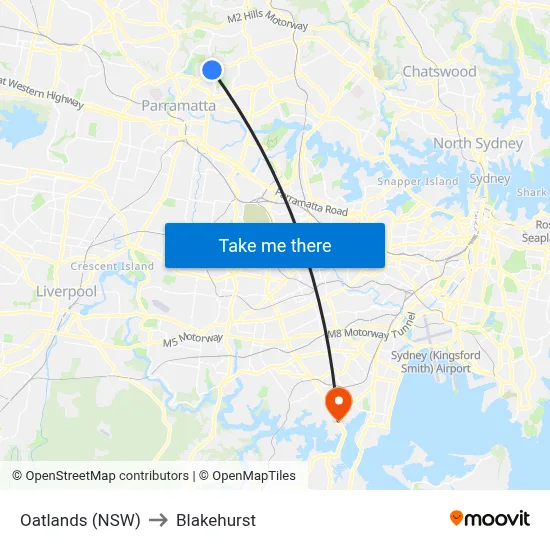Oatlands (NSW) to Blakehurst map