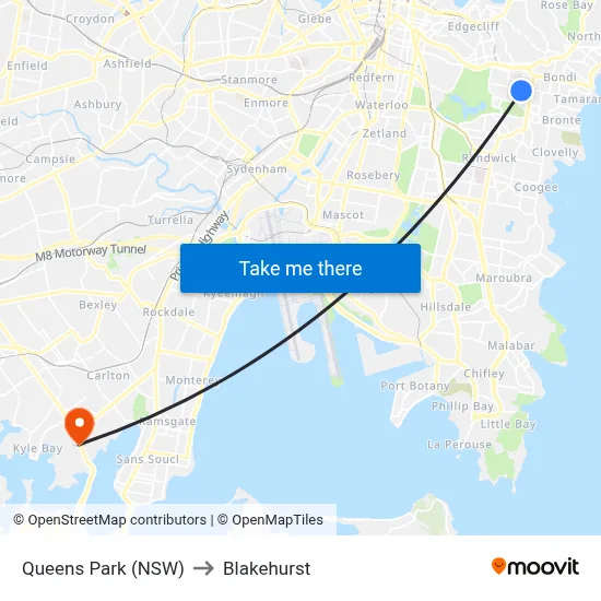 Queens Park (NSW) to Blakehurst map