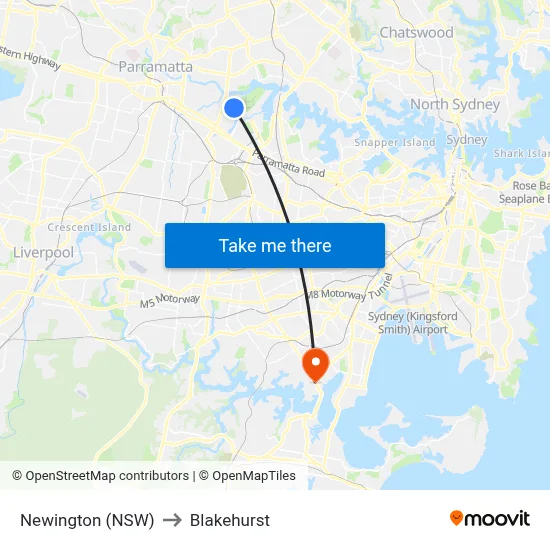 Newington (NSW) to Blakehurst map