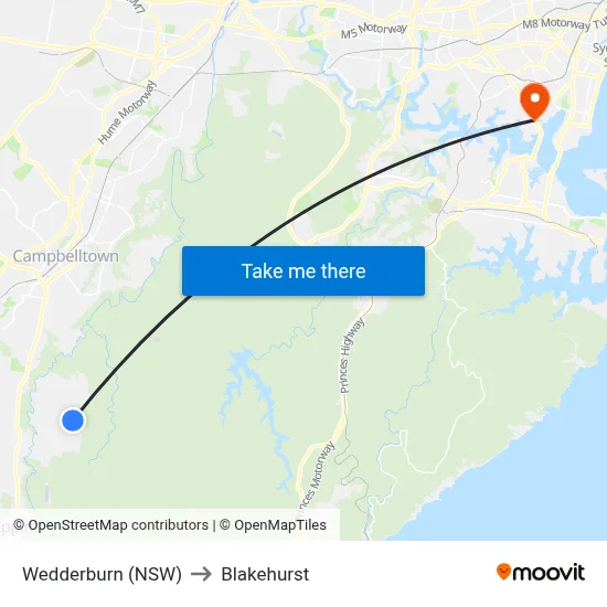 Wedderburn (NSW) to Blakehurst map