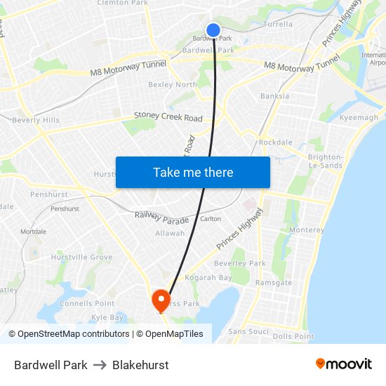 Bardwell Park to Blakehurst map