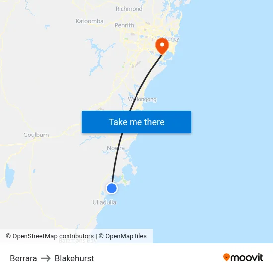 Berrara to Blakehurst map