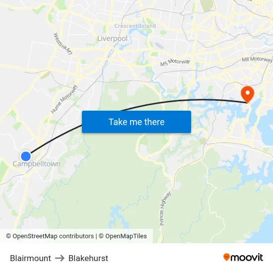 Blairmount to Blakehurst map
