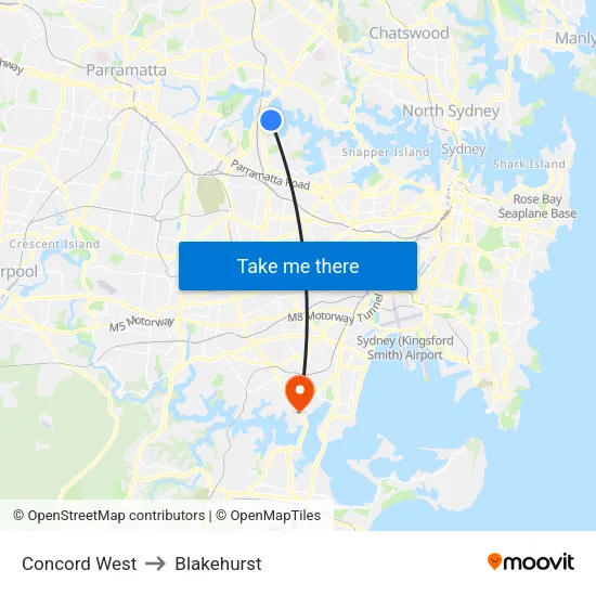 Concord West to Blakehurst map